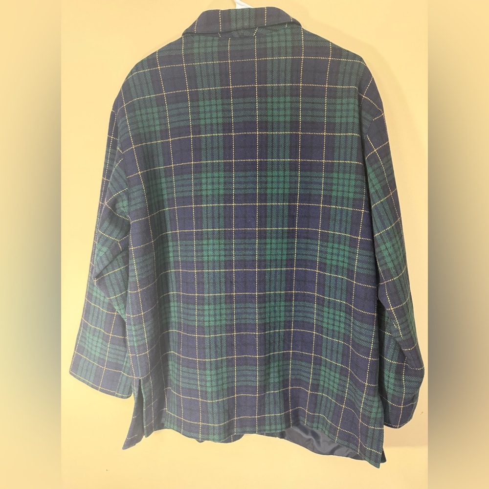 Vintage Jaclyn Smith Classic Green and Blue Plaid Wool Blazer Tartan - Picture 2 of 7